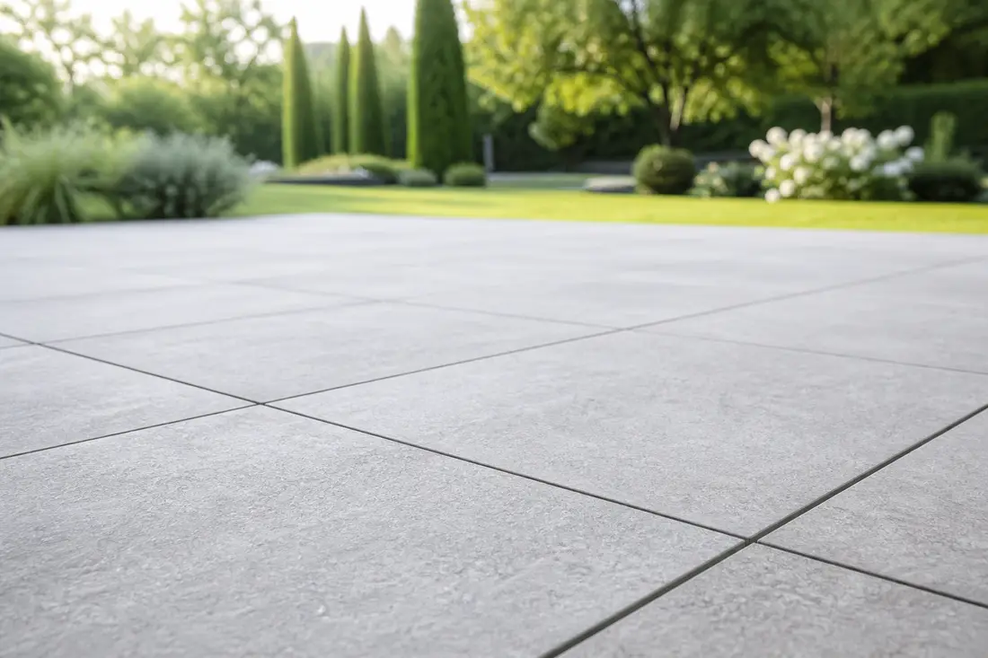 Exemple : carrelage de terrasse dont les joints subissent gel et intempéries, illustration